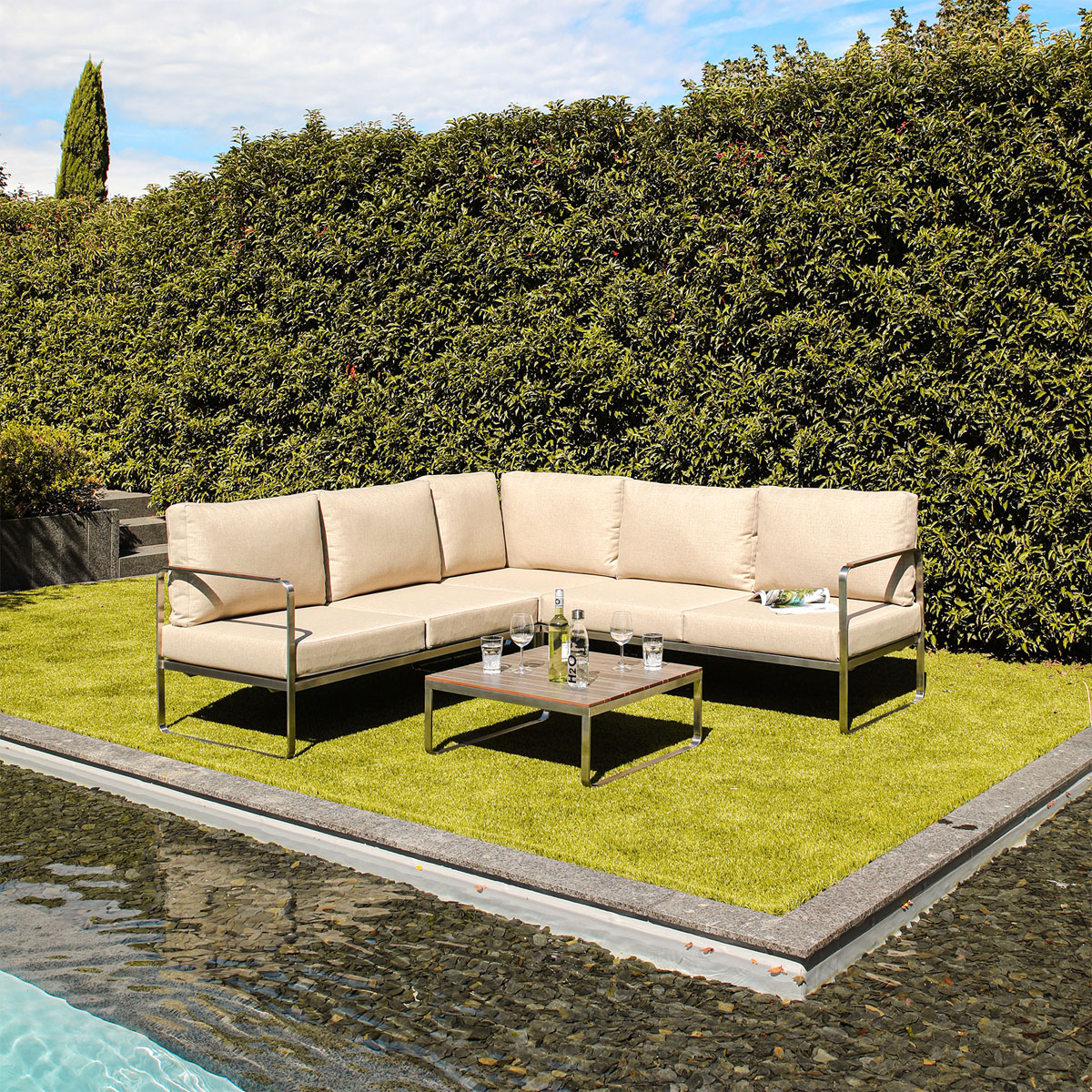 Greemotion Testrut Lounge-Set Edelstahl Polster wasserabweisend Bild 3