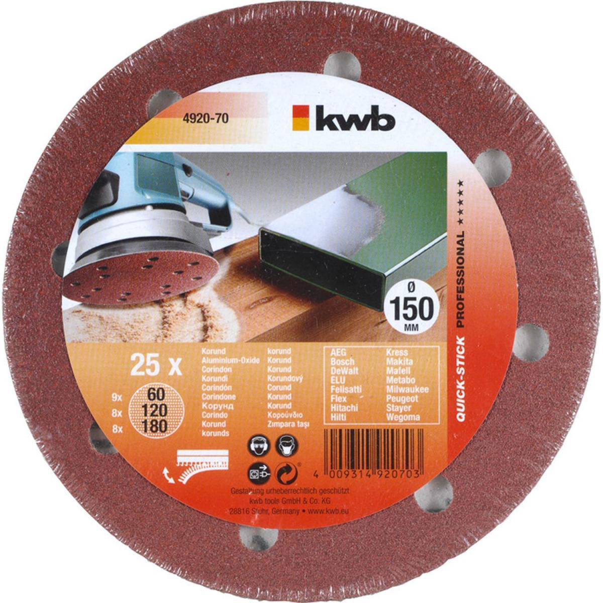 kwb  Schleifscheiben Quick-Stick Holz und Metall Durchmesser 150 mm Bild 2