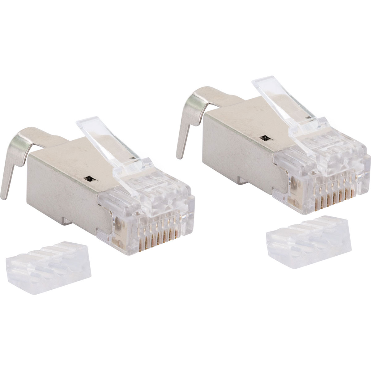 Netzwerkstecker 8-8- 2 Stueck CAT 6a/CAT7 silber/grau