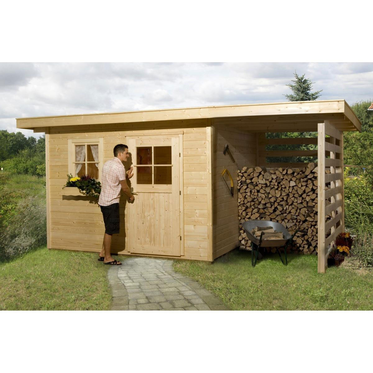 Weka Gartenhaus 170 A Größe 4 mit Holzlagerplatz 150 cm