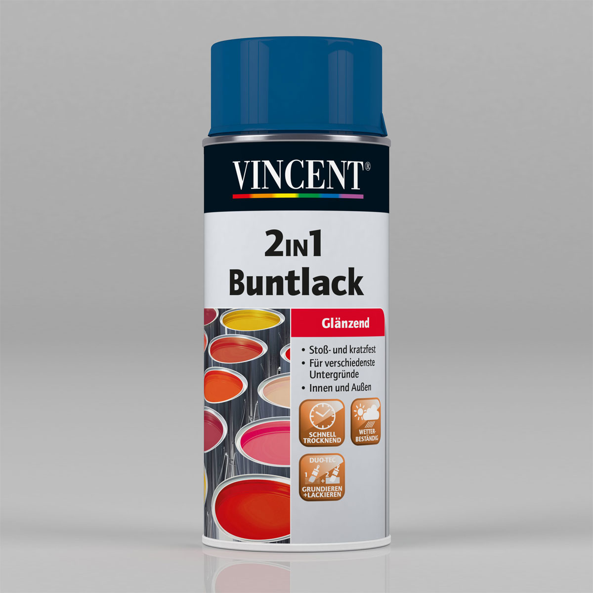 Vincent 2in1 Buntlack Spray Enzianblau glänzend 0,15 L