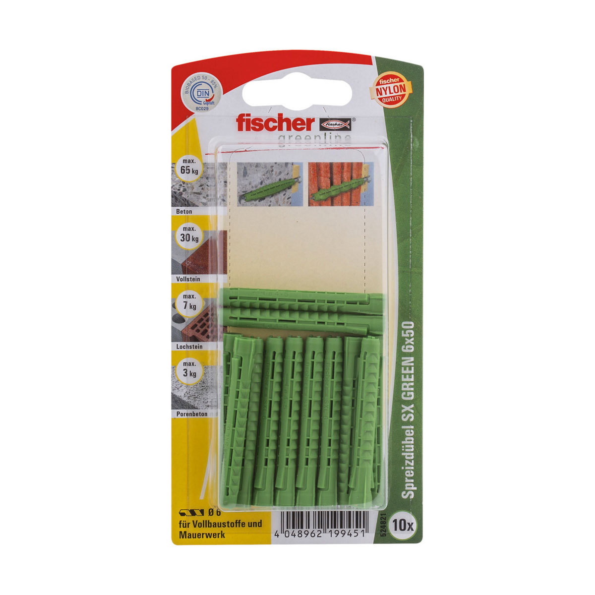 Fischer Spreizdübel SX Green 6 x 50 mm 10 Stück