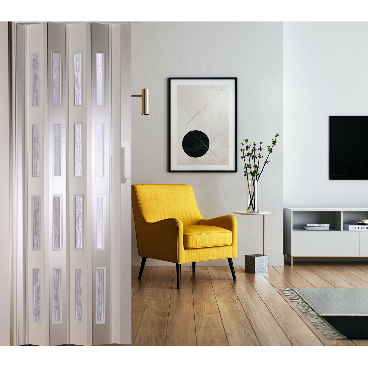 FORTE Kunststoff-Falttür Luciana B 88,5 x H 202 cm weiß 4 Fenster Bild 5