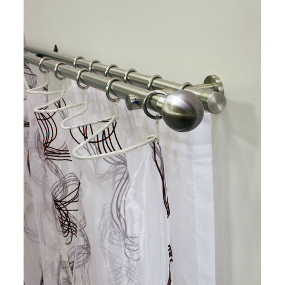 Gardinia Gardinenstange 2-Lauf Kugel Durchmesser 20 mm 160 cm Edelstahl-optik Bild 2