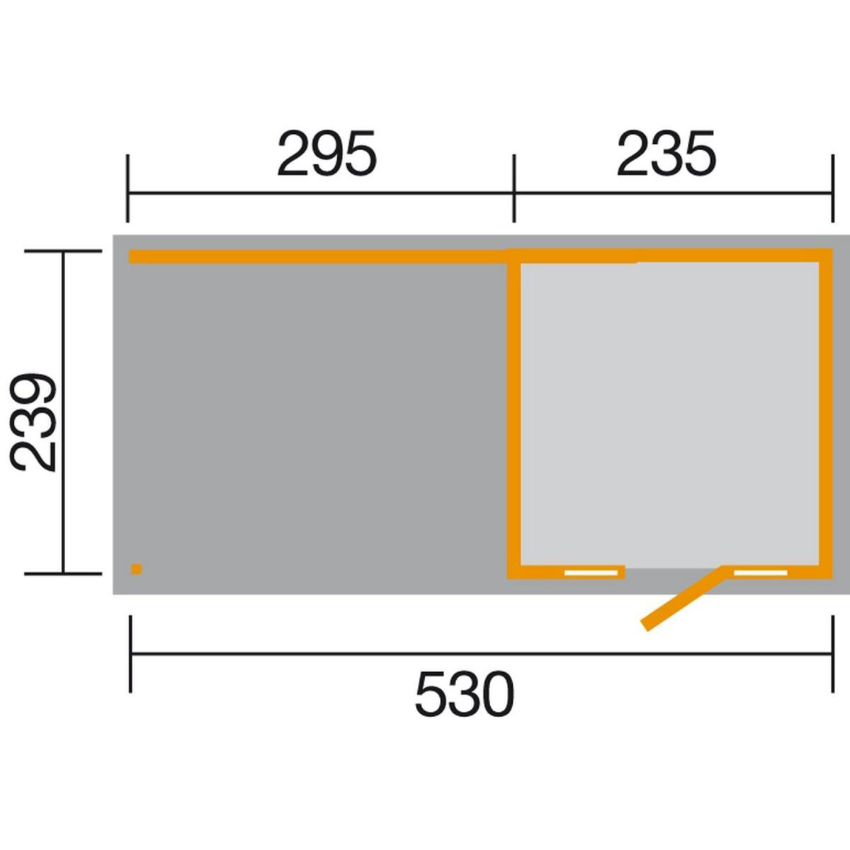 Weka Gartenhaus Panorama 172 Größe 1/2 Anbau 300 cm 530 x 239 x 220 cm Bild 3