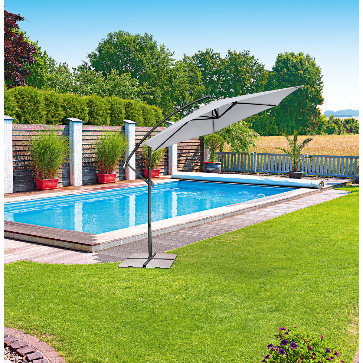 Haveson Ampelschirm Salerno 300 cm silber/grau Bild 3