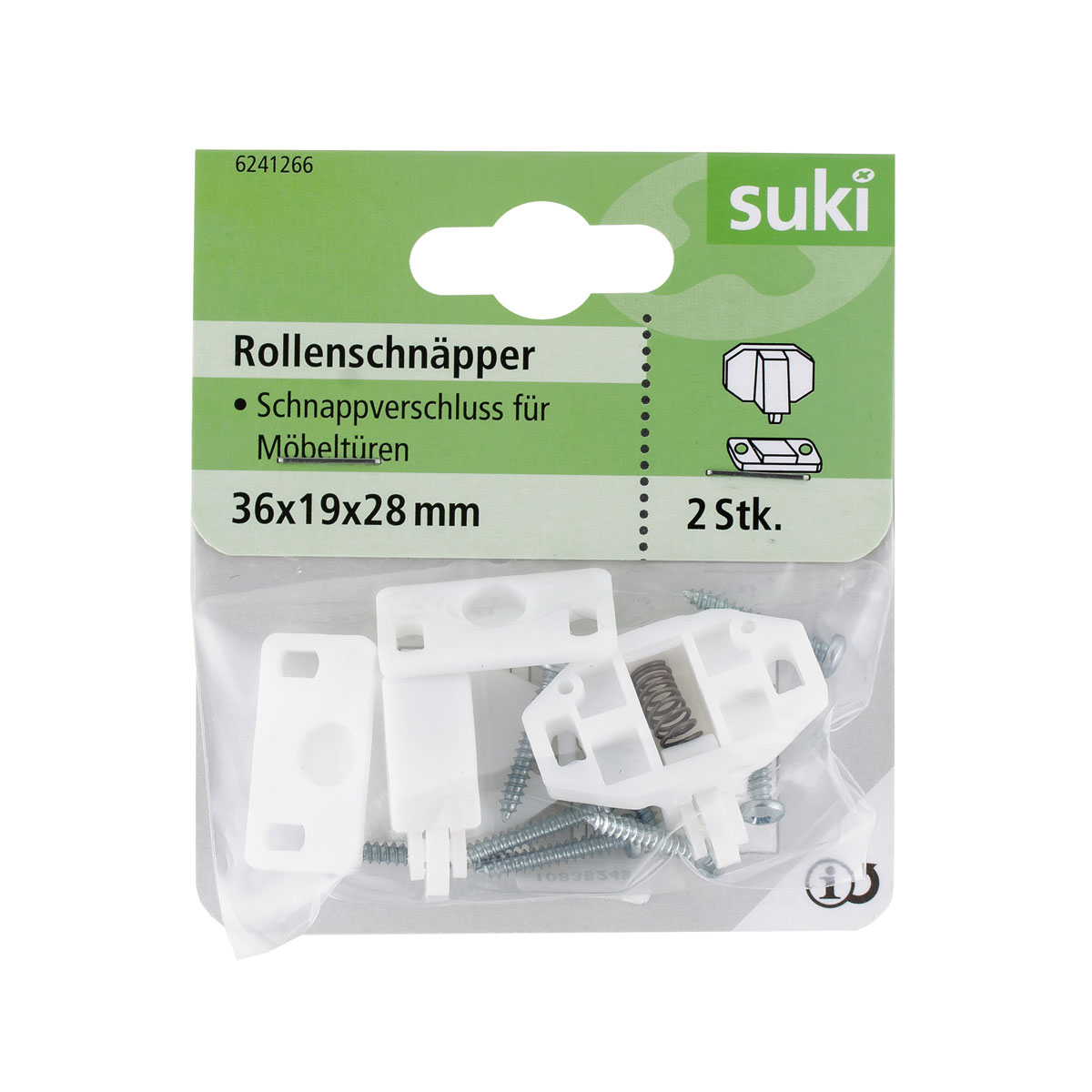 Suki Rollenschnäpper 3,61,9 x 2,8 cm weiß 2 Stück Bild 1