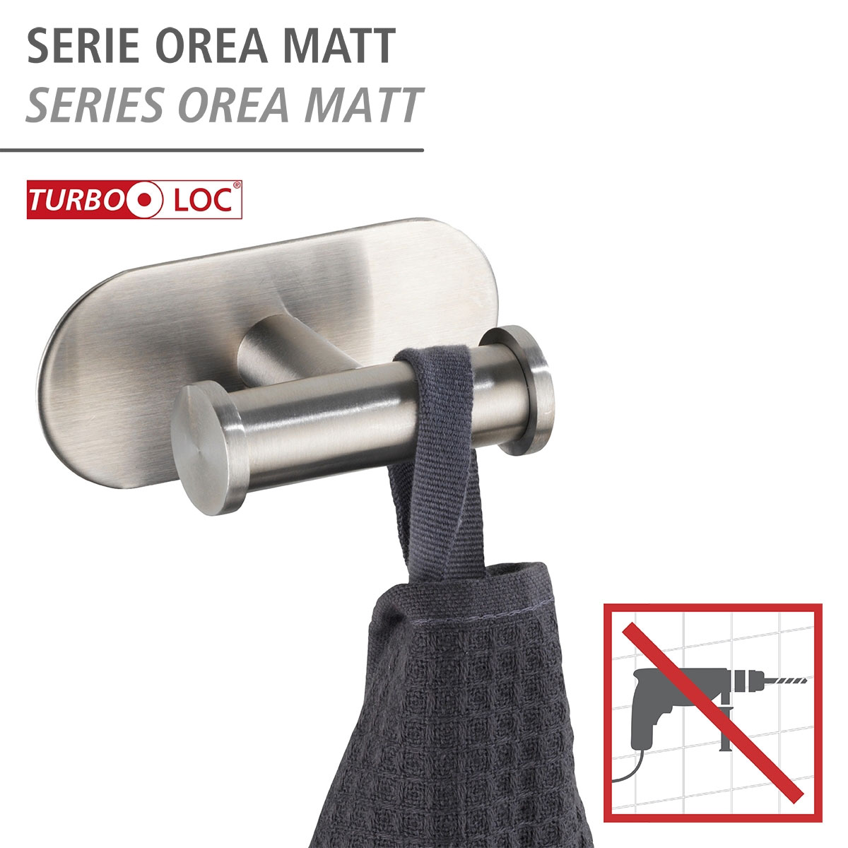 Wenko Turbo-Loc Edelstahl Wandhaken Duo Orea matt Bild 2