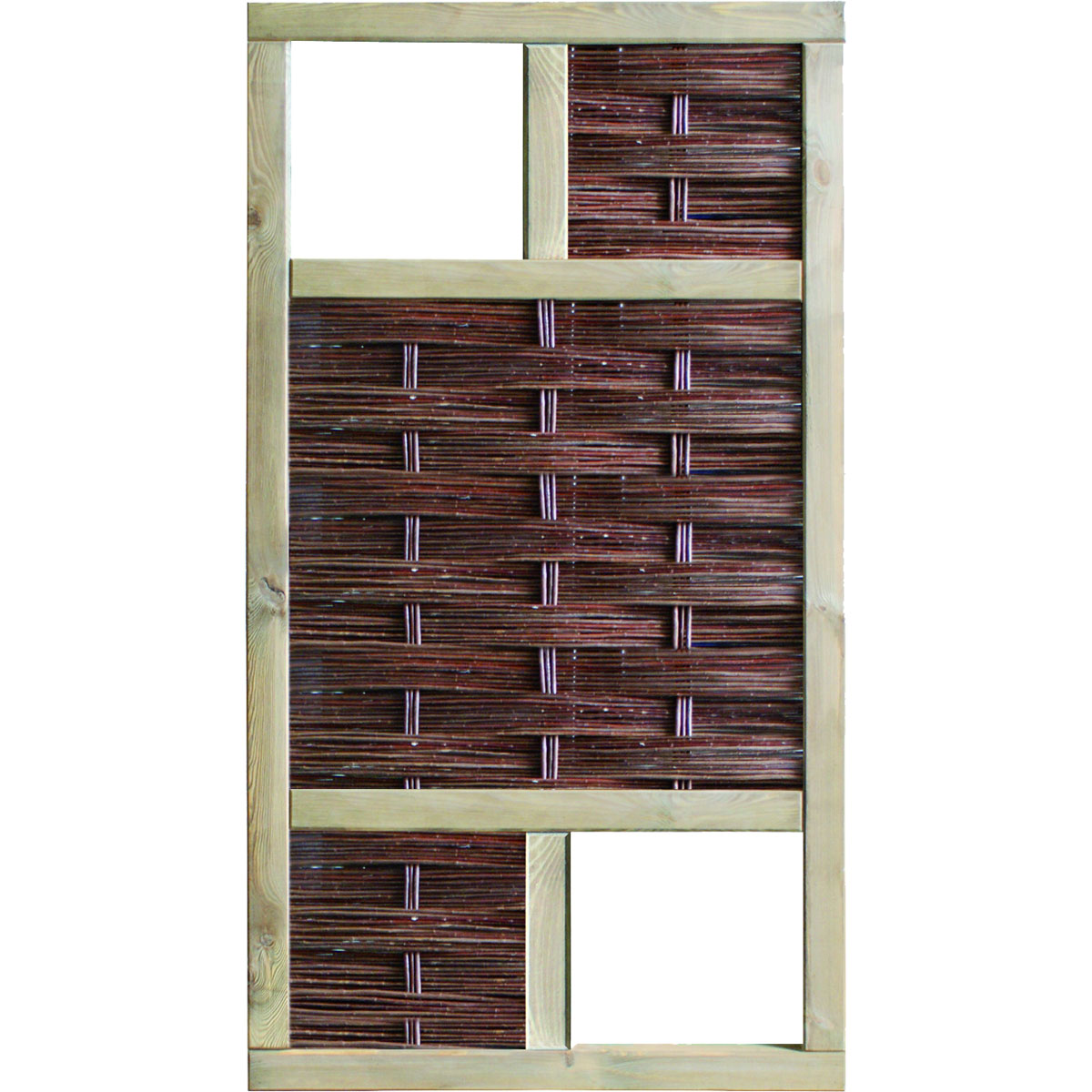 TETZNER & JENTZSCH Zaunserie „LABO-3D“, Weidengeflechtzaun, 94 x 180 cm, 2 Fenster oben+unten