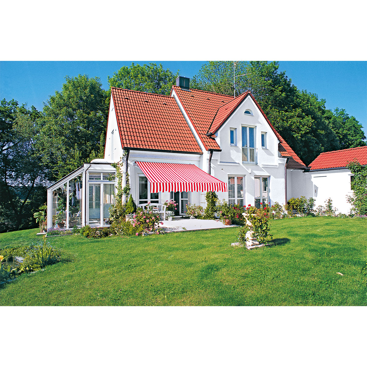 Gelenkarmmarkise Nizza rot-weiss 300 x 200 cm Bild 4