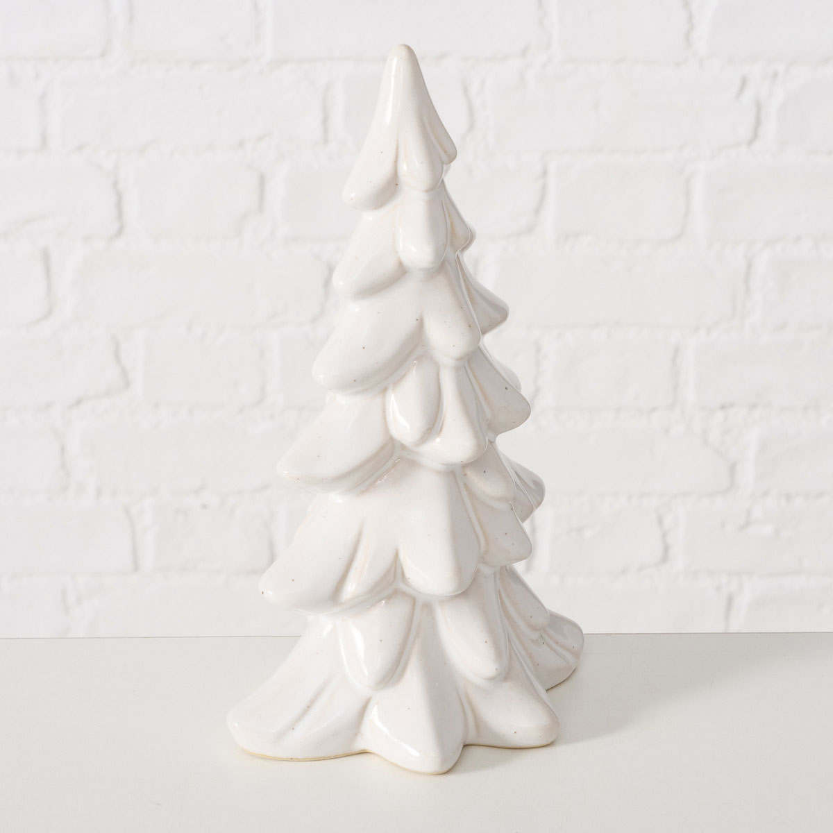 Dekoaufsteller Cristo Weihnachtsbaum 12 x 9 x 20 cm cremeweiss Keramik