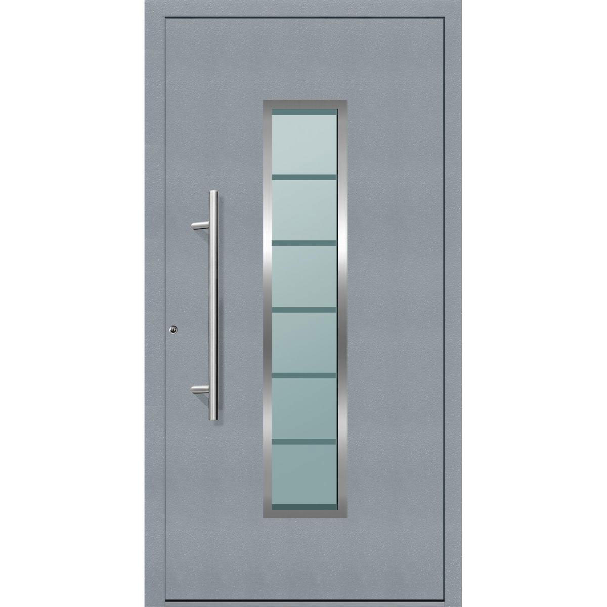 Aluminium Sicherheits-Haustür Bergamo Exklusiv 75 mm grau 100 x 210 cm Anschlag rechts inkl Griffset
