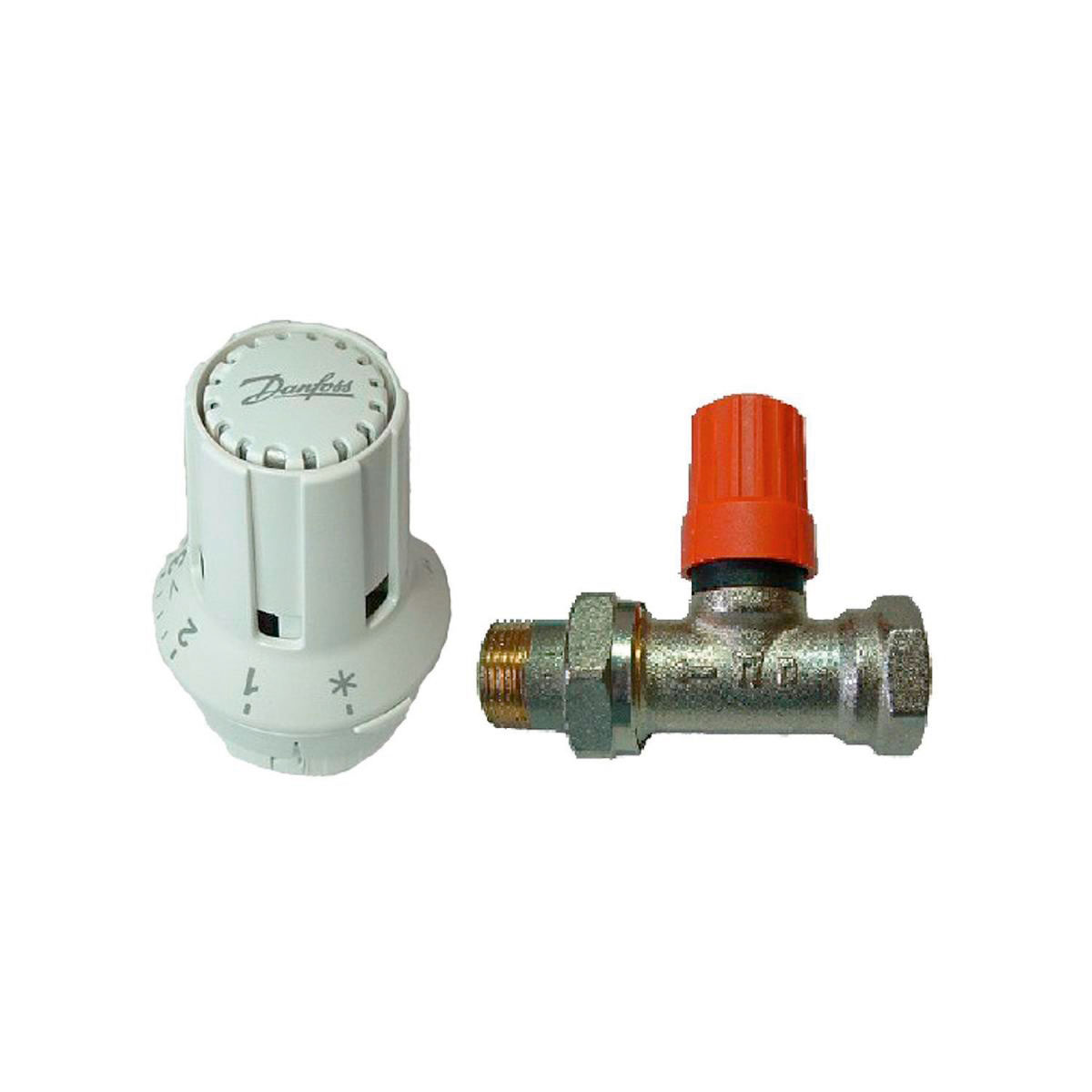 Danfoss Thermostatventil 1/2" Durchgang und Kopf Set