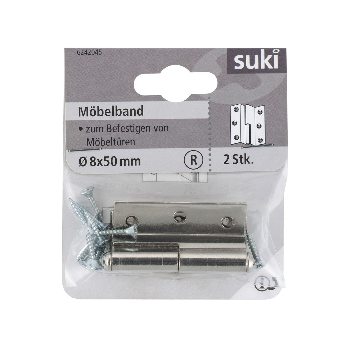 Suki Möbelband 50 mm rechts gekröpft vernickelt 2 Stück Bild 1