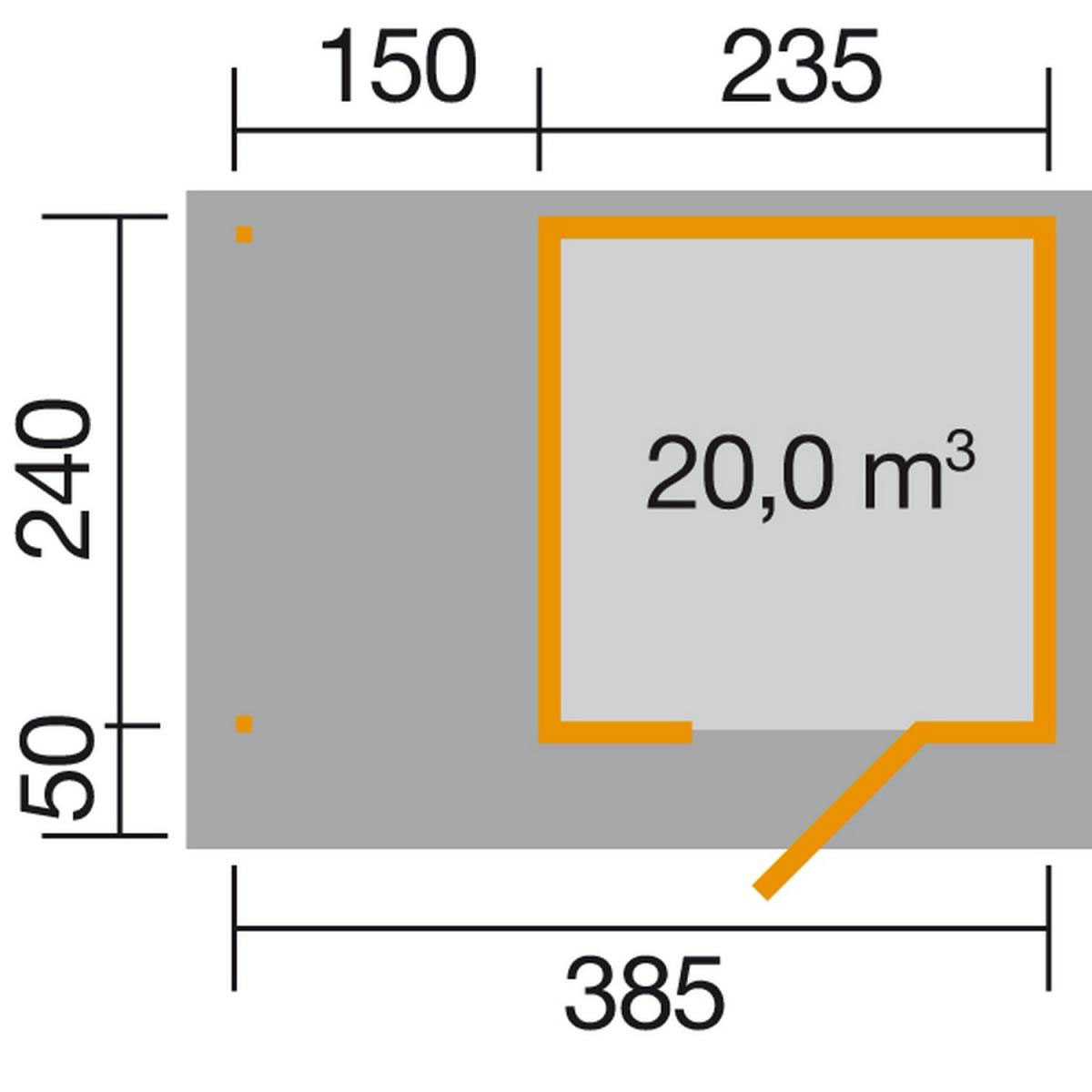 Weka Designhaus Line 172 A mit Anbau 150 cm 424 x 316 x 226 cm braun Bild 3