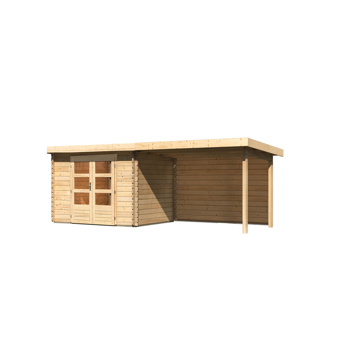 Karibu BBH Bastrup 3 Set mit Anbaudach naturbelassen Bild 4