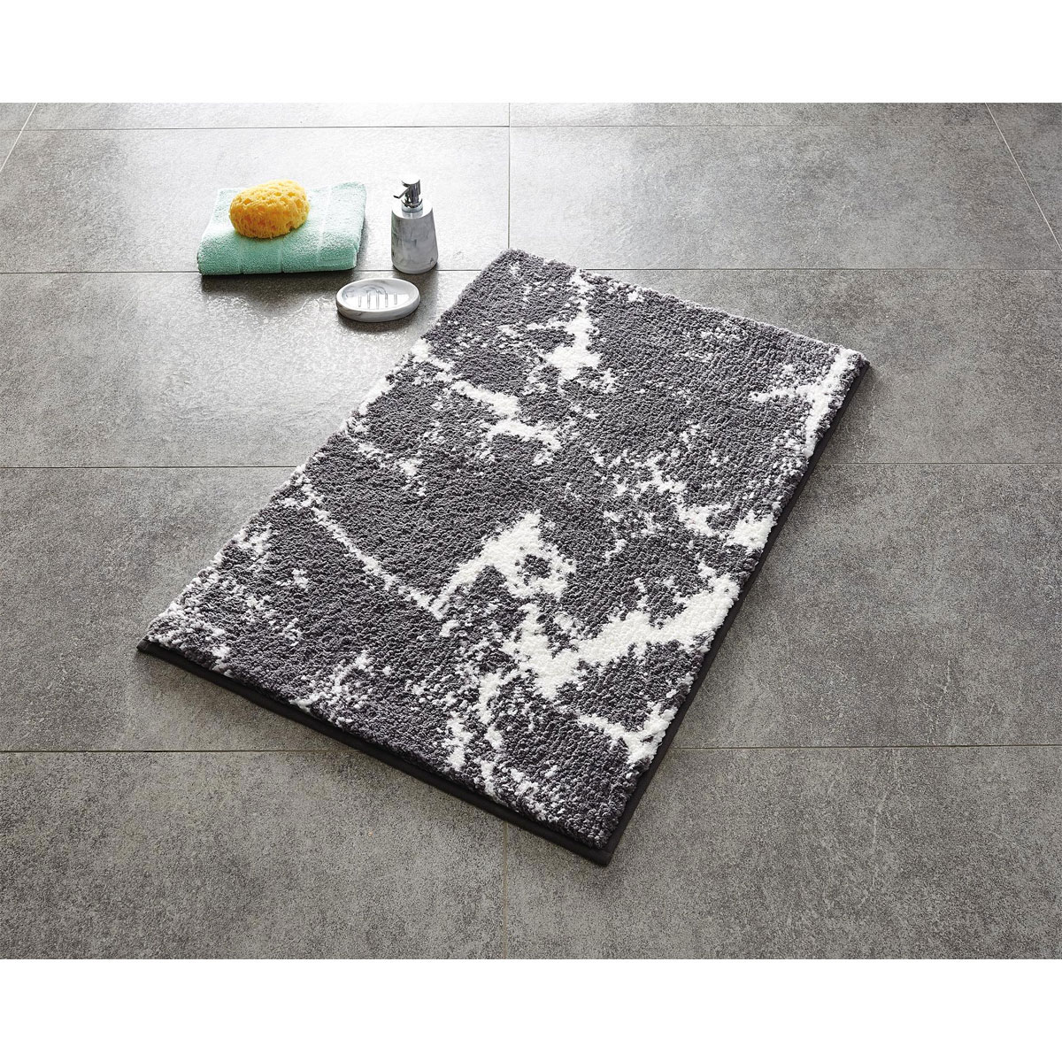 Ridder  Teppich Marmor 55 x 50 cm grau-weiß Polyester-Microfaser Bild 2