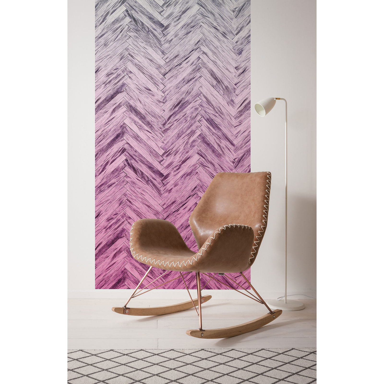 Komar  Vlies Fototapete Herringbone Pink Panel 100x250 cm