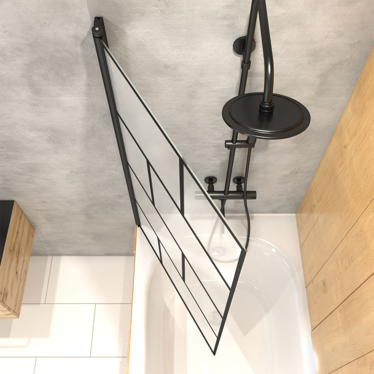 Aurlane Badewannenfaltwand Bricks schwarz 75 x 125 cm Bild 3