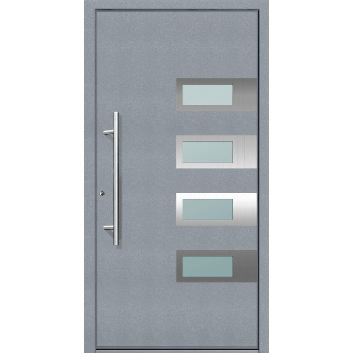 Aluminium Sicherheits-Haustür Neapel Superior 60 mm grau 110 x 210 cm Anschlag links inkl Griffset