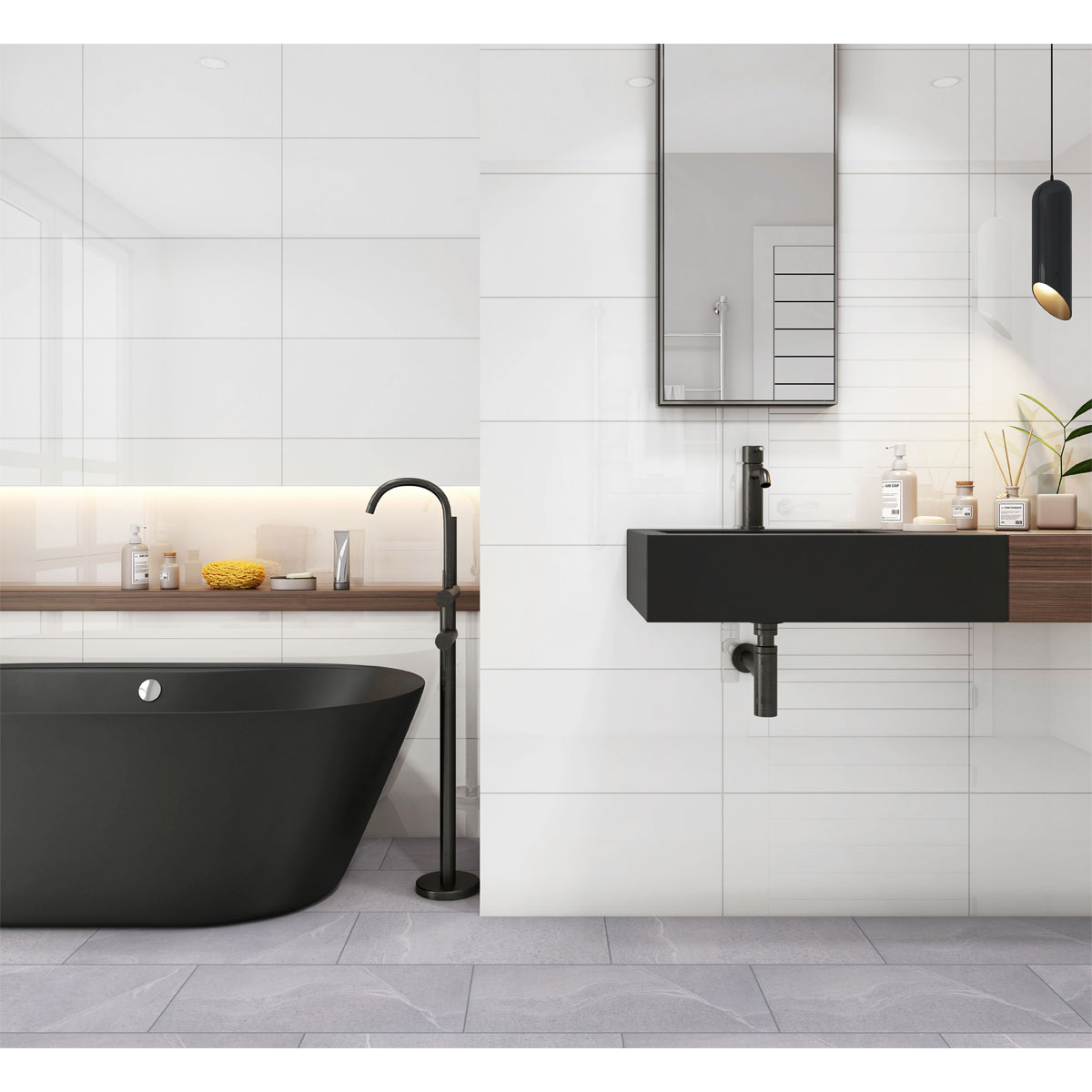 Wandfliese Bianca weiß glänzend 60 x 30 cm Bild 3