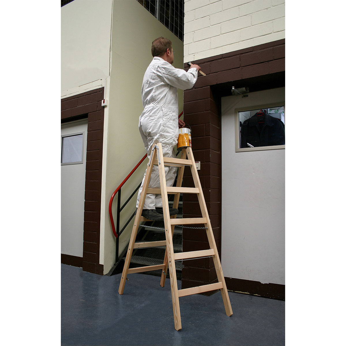 Krause Holz-Sprossen-Doppelleiter 2 x 5 Sprossen Bild 2