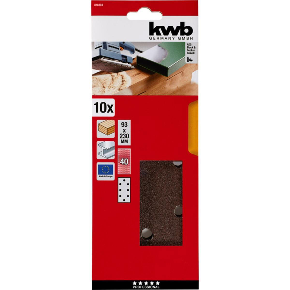 kwb  Schleifstreifen Holz und Metall 93 x 230 mm K40 Bild 2