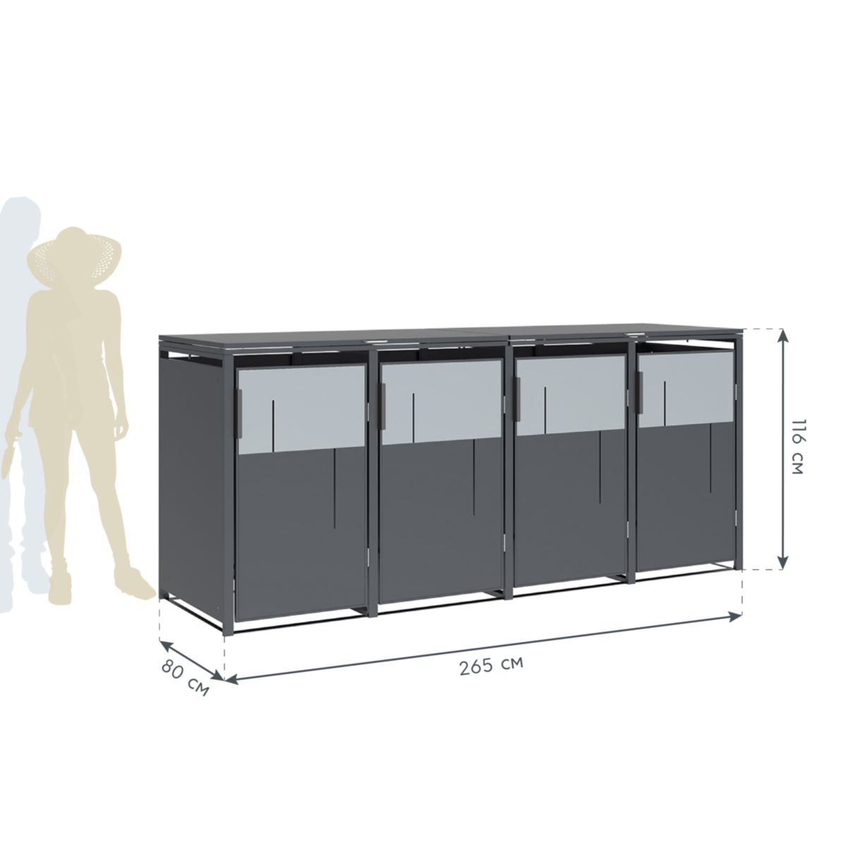 Westmann Mülltonnenbox Tonus 4 4 x 240L Anthrazit|80x265x116 cm Bild 10