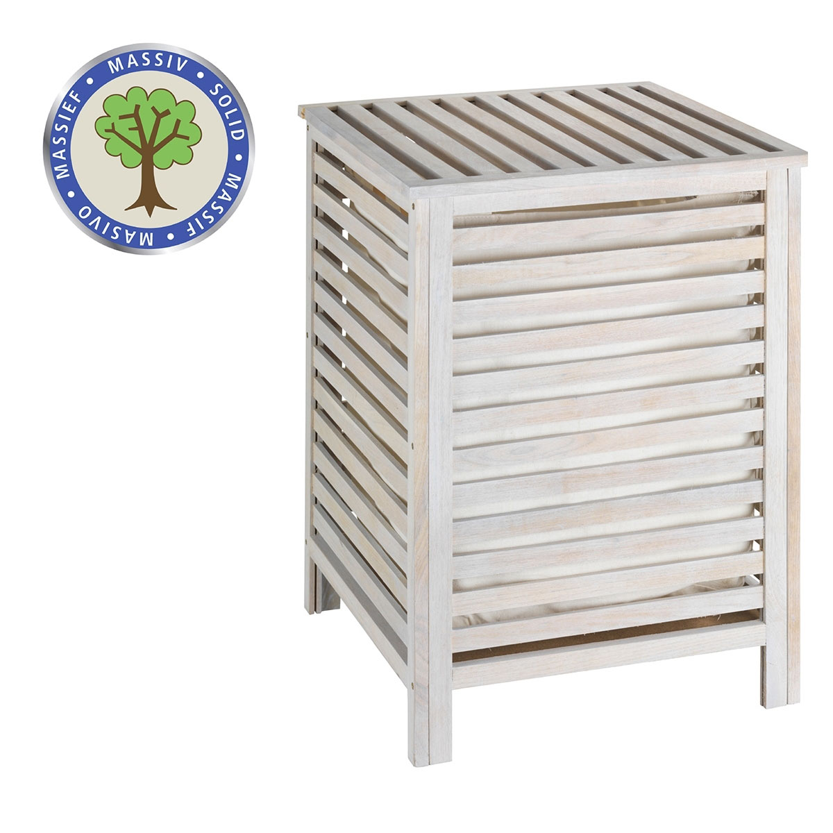 Wenko  Wäschetruhe Norway Weiß aus Walnussholz massiv Bild 2