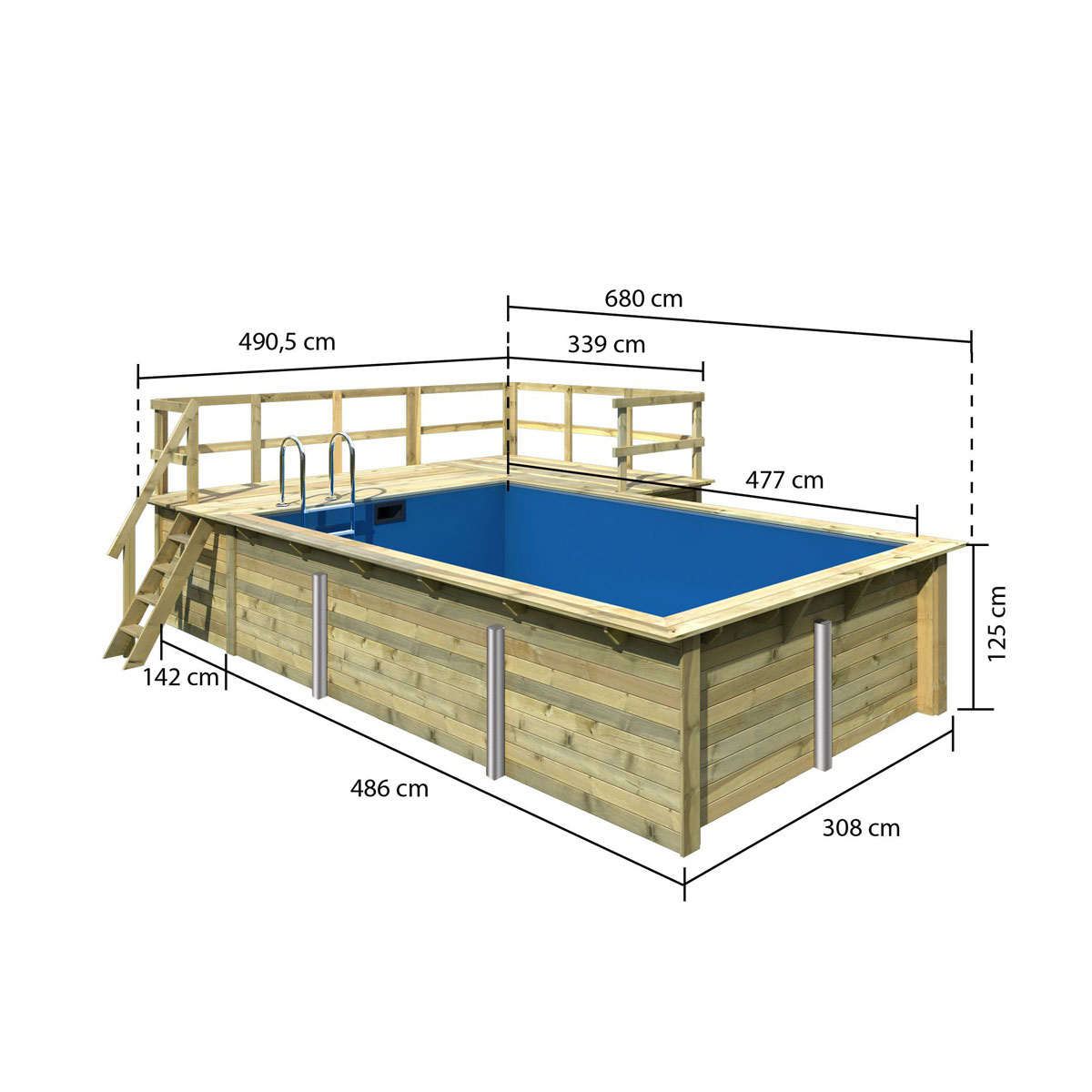 Karibu Pool Größe 3 44 mm inkl 2 Terrassen Bild 2