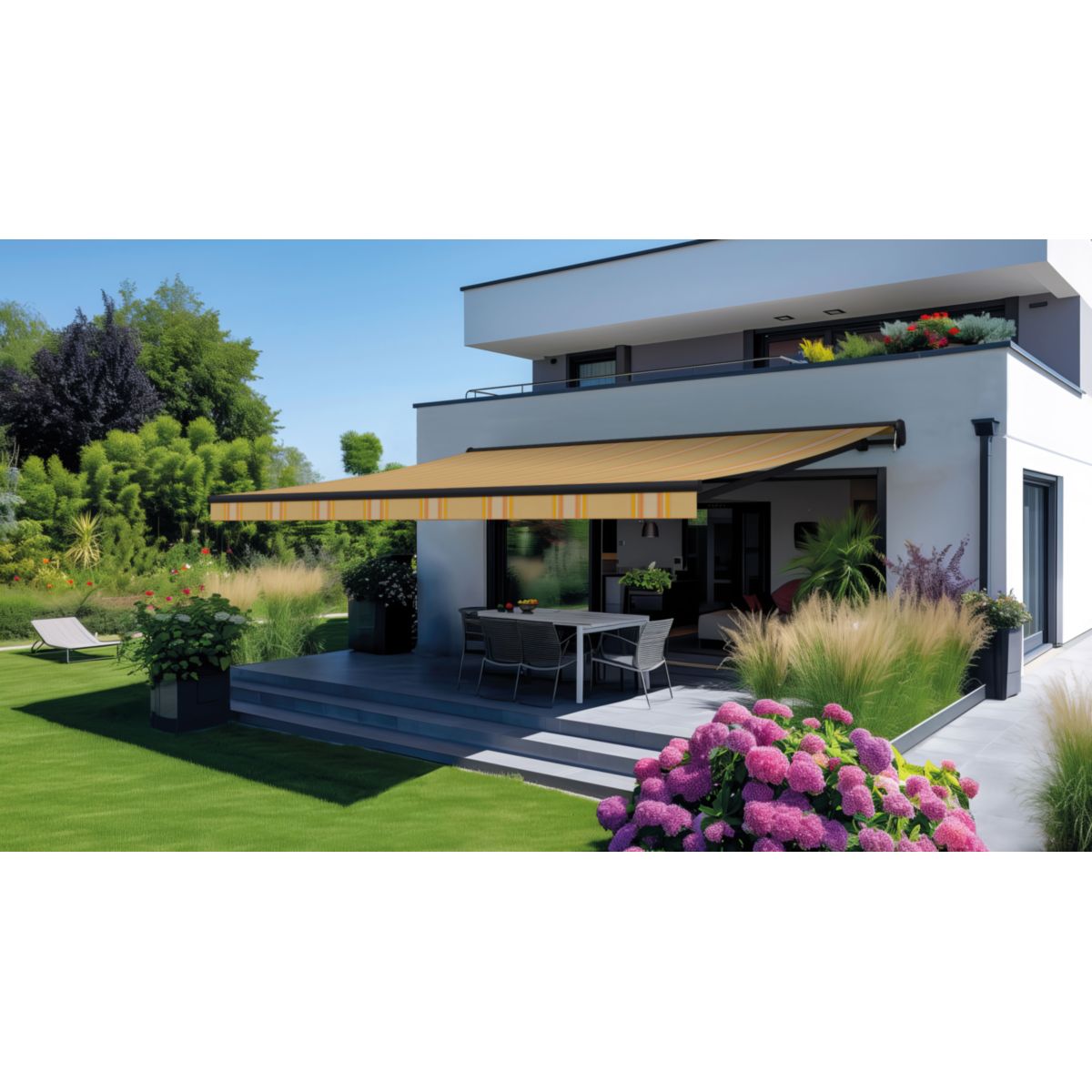 Durabil Halbkassettenmarkise Mistral anthrazit 400x300 cm, Design Sun Rays Bild 5