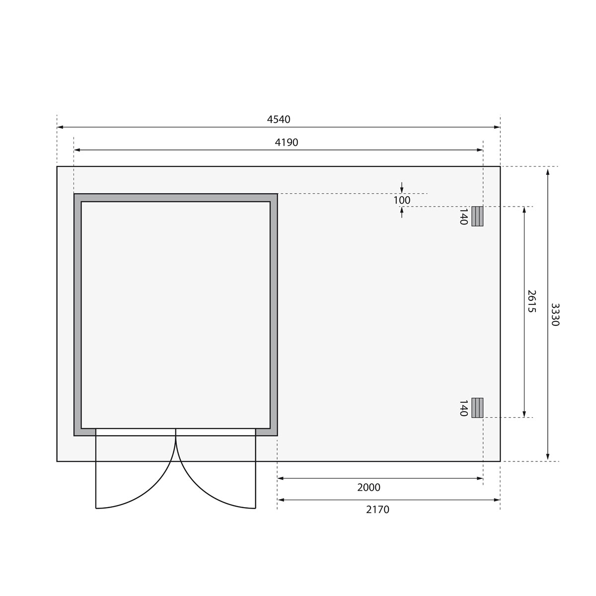 Karibu BBH Bastrup 4 Set mit Anbaudach naturbelassen Bild 8