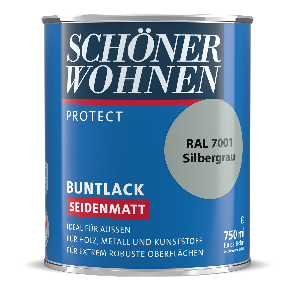 Schöner Wohnen Farbe Buntlack Protect silbergrau seidenmatt 750 ml