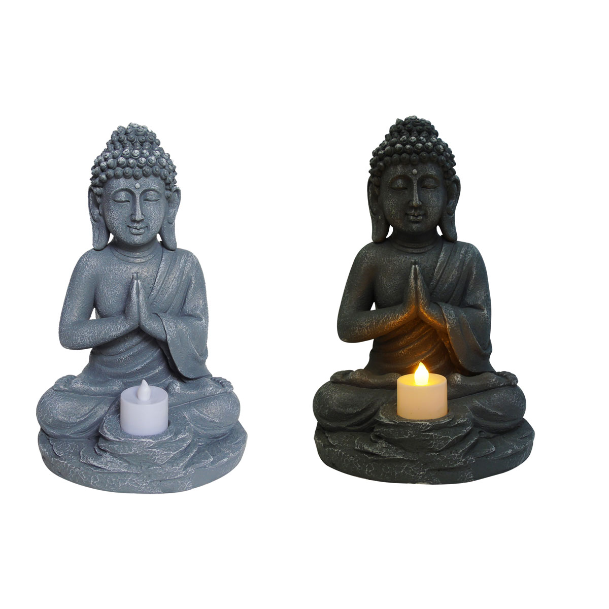 Flector Garten LED-Solar-Dekolicht Buddha grau Bild 1