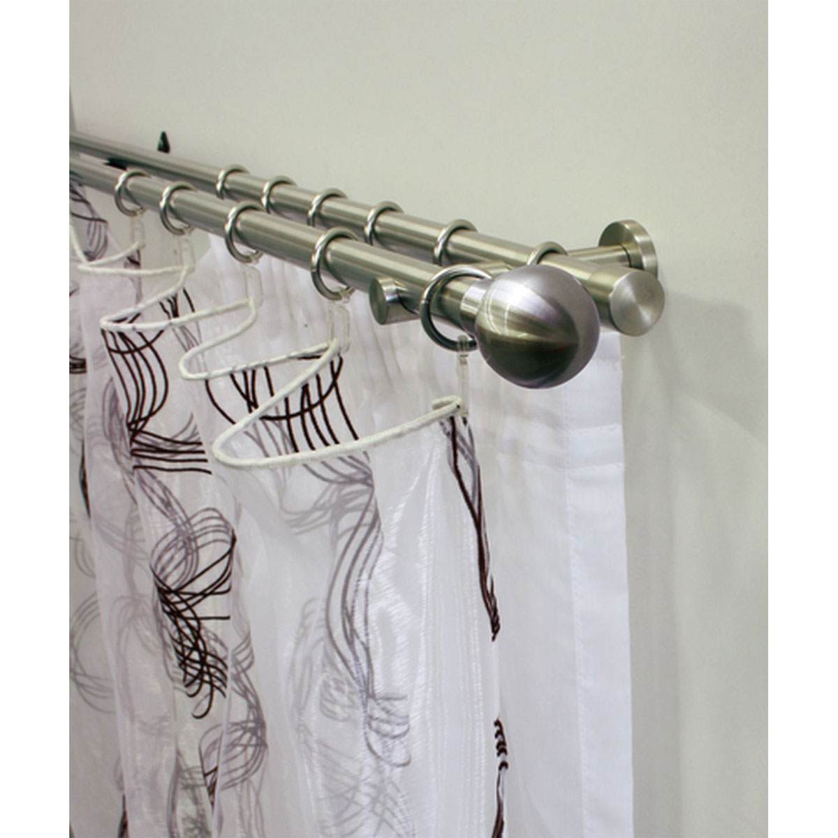 Gardinia Gardinenstange 2-Lauf Kugel Durchmesser 20 mm 200 cm Edelstahl-optik Bild 2
