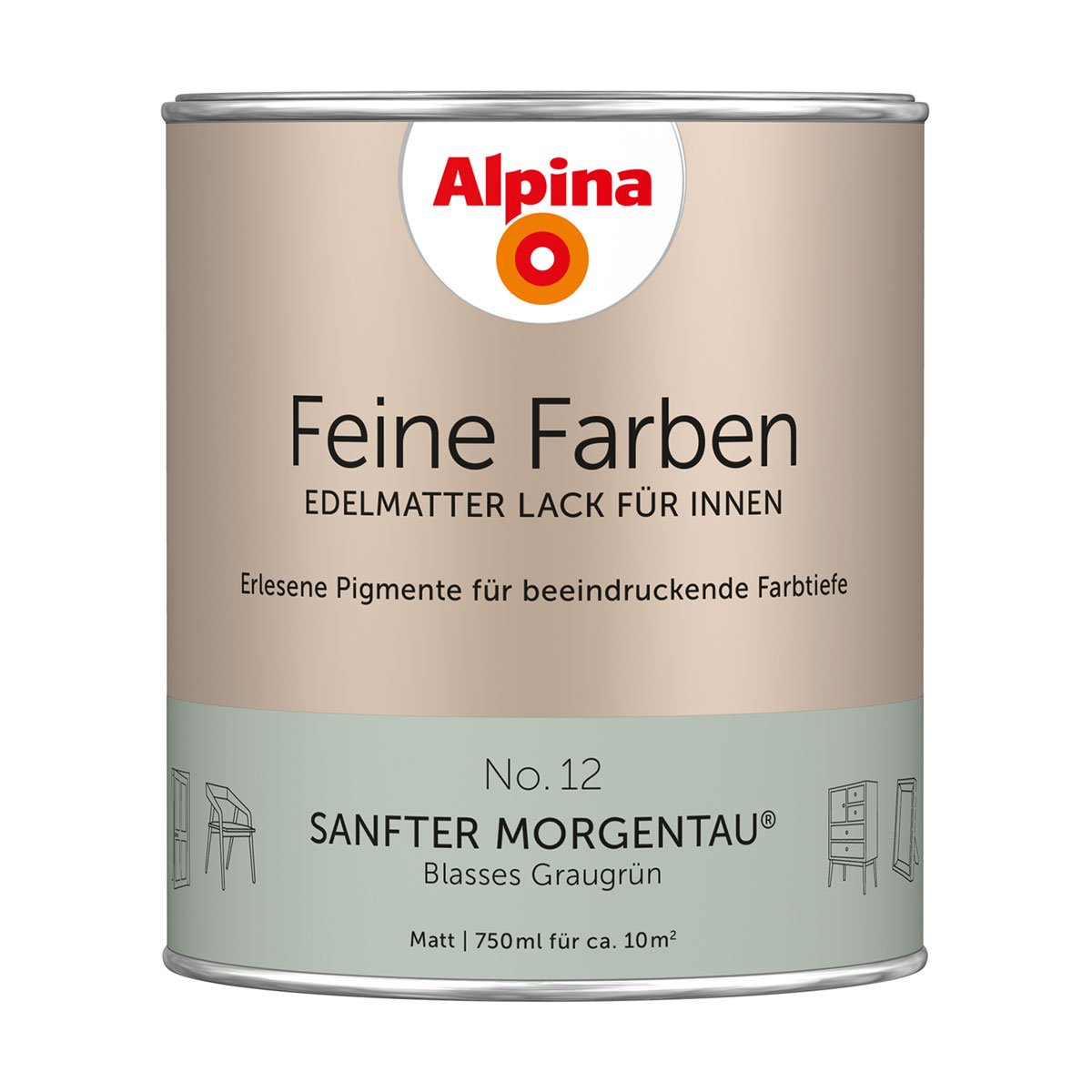 Alpina  Buntlack Feine Farben Lack No 12 Sanfter Morgentau edelmatt 750ml