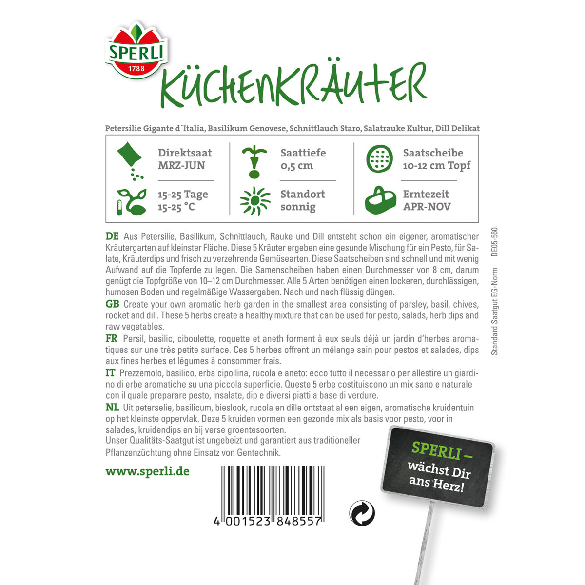 Sperli Küchenkräuter-Kombination 5 Saatscheiben Bild 2