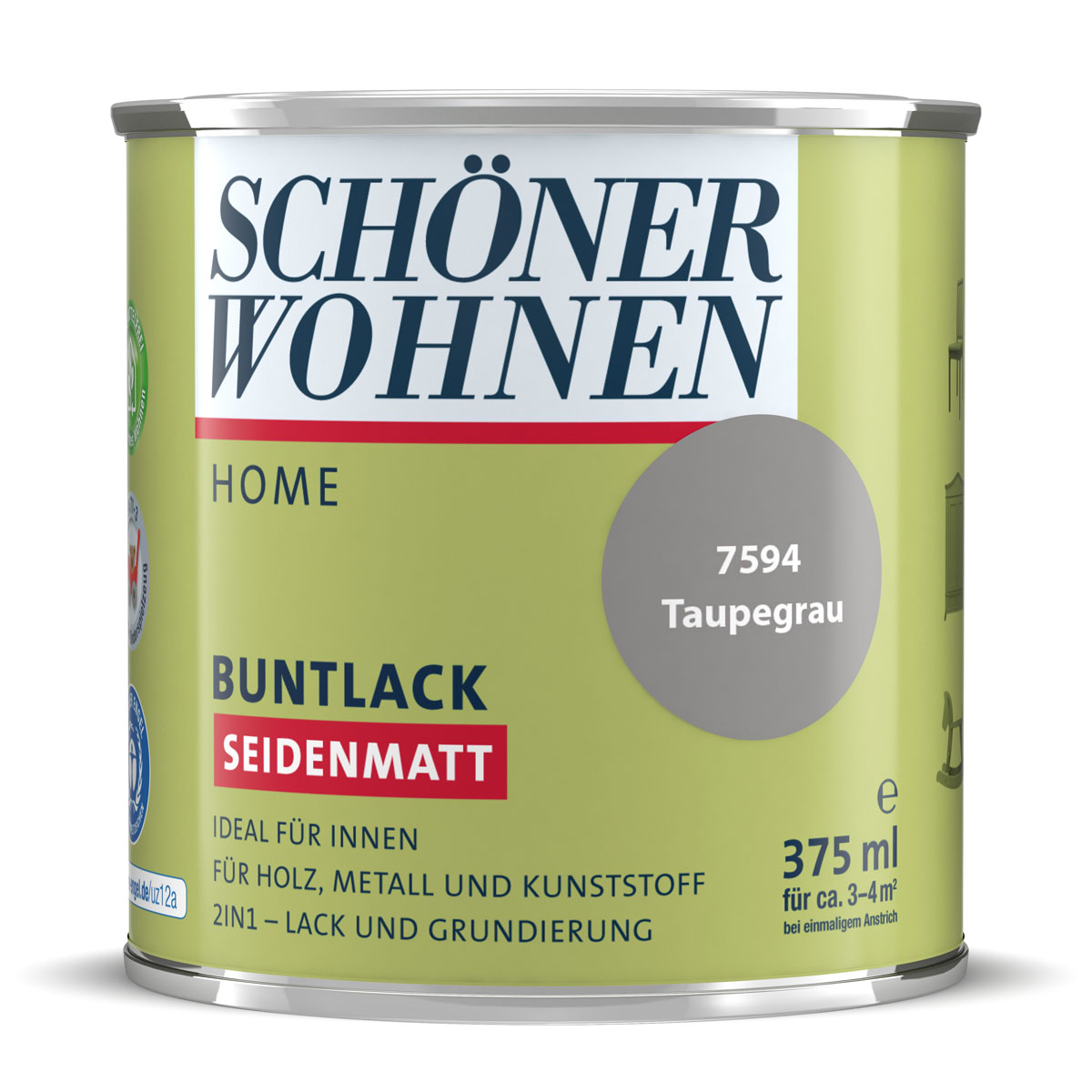 Schöner Wohnen Farbe Buntlack Home taupegrau seidenmatt 375 ml