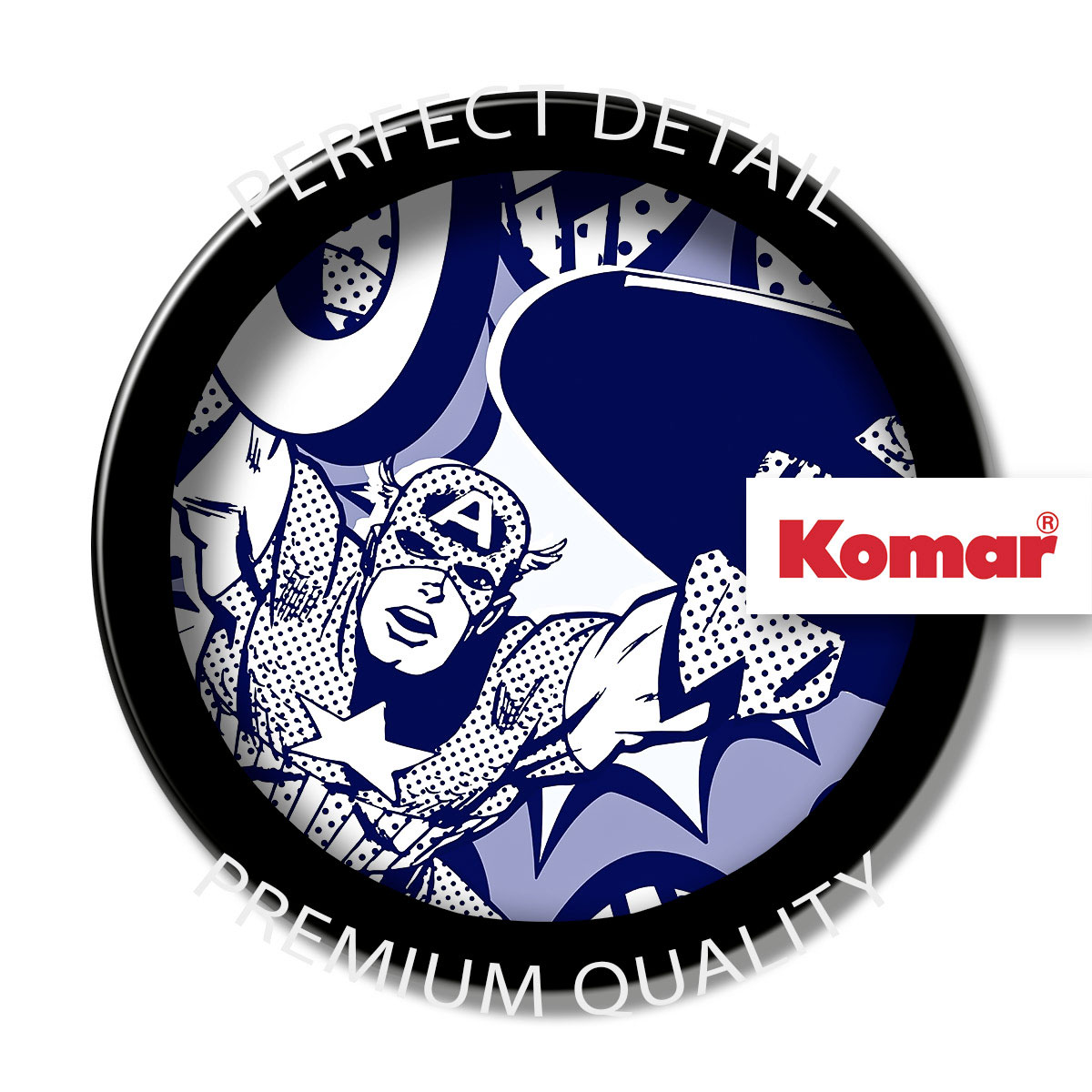Komar  Selbstklebende Vlies Fototapete rund Captian America Pow Durchmesser 125 cm