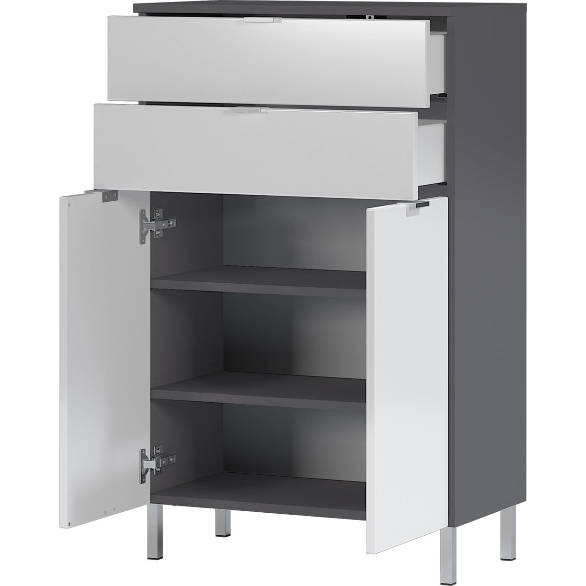 Kommode Maureen 2 Schubkästen 60 x 97 x 34 cm graphit/weiß Bild 2
