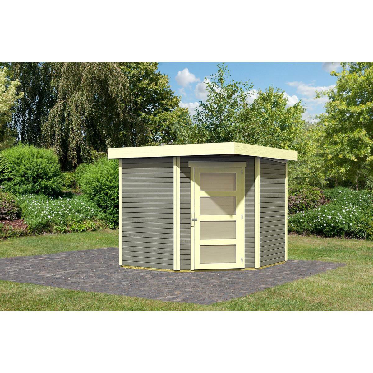 Karibu Gartenhaus Schwandorf 3/5 242 x 246 x 218 cm grau Bild 1