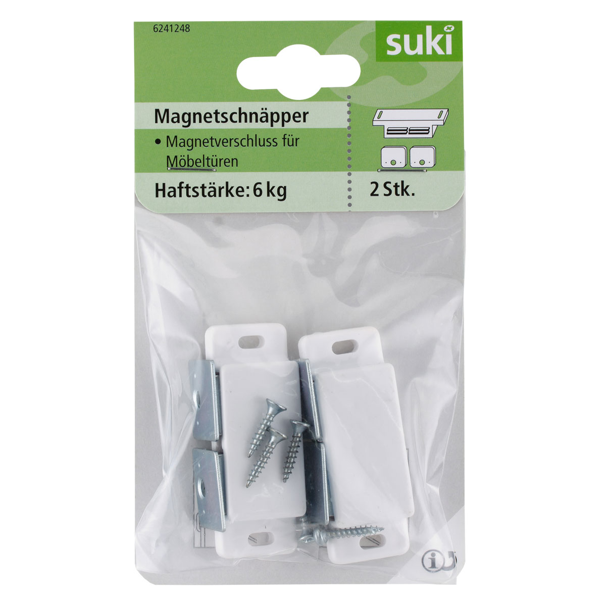 Suki Magnetschnäpper für Doppeltüren weiß 2 Stück Bild 1