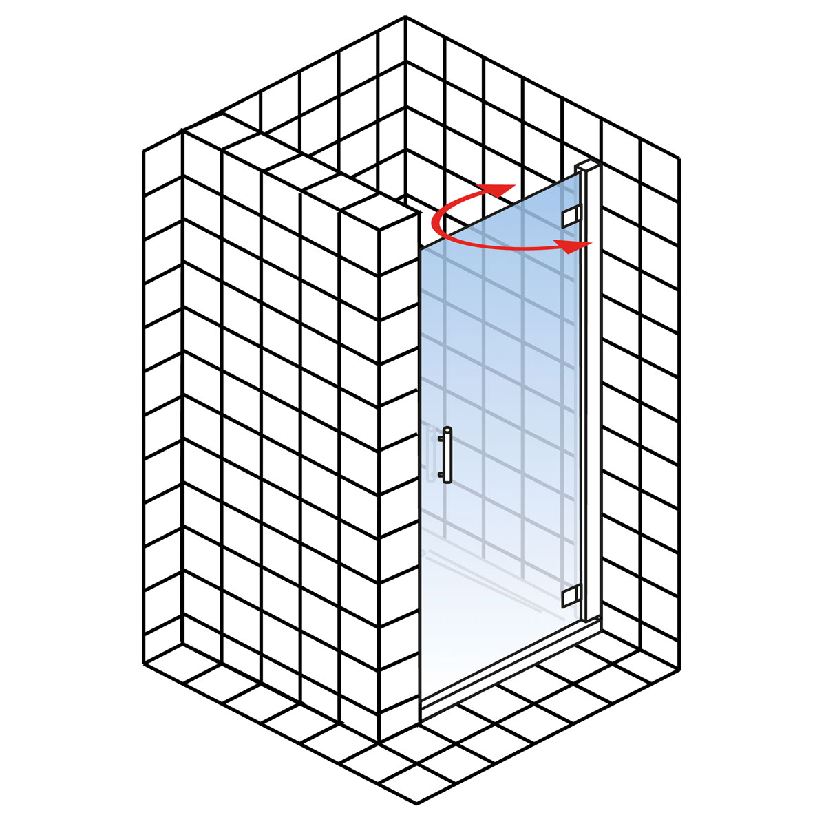 Schulte Drehtür pendelbar in Nische Toura 100 x 200 cm chrom Anschlag rechts Bild 5