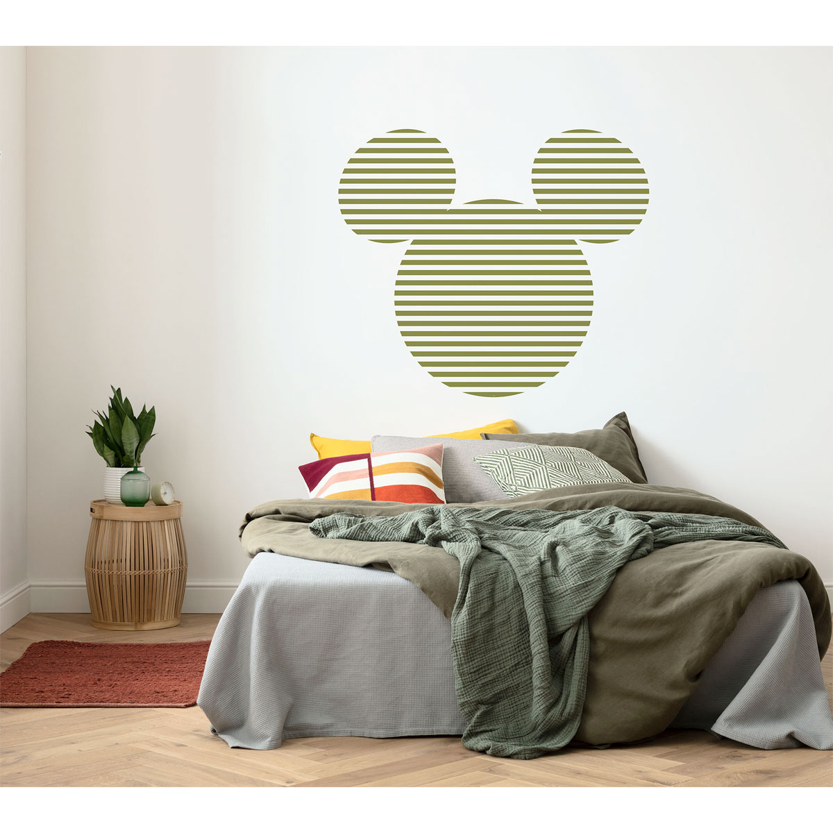 Komar  Selbstklebende Vlies Fototapete rund Mickey Head Stripes Durchmesser 125 cm