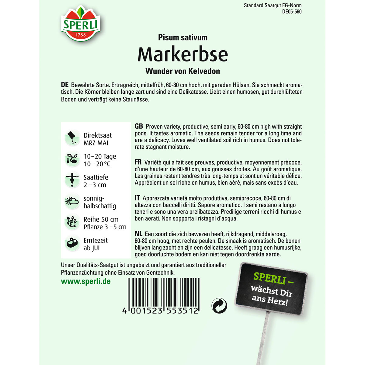 Sperli Markerbse Wunder von Kelvedon 10-20 Tage Bild 2