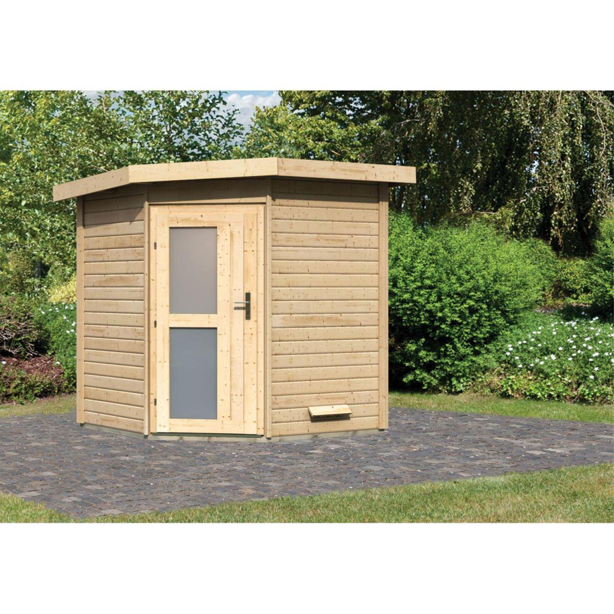 Karibu Saunahaus Pekka 38 mm ohne Ofen Milchglastür Bild 4