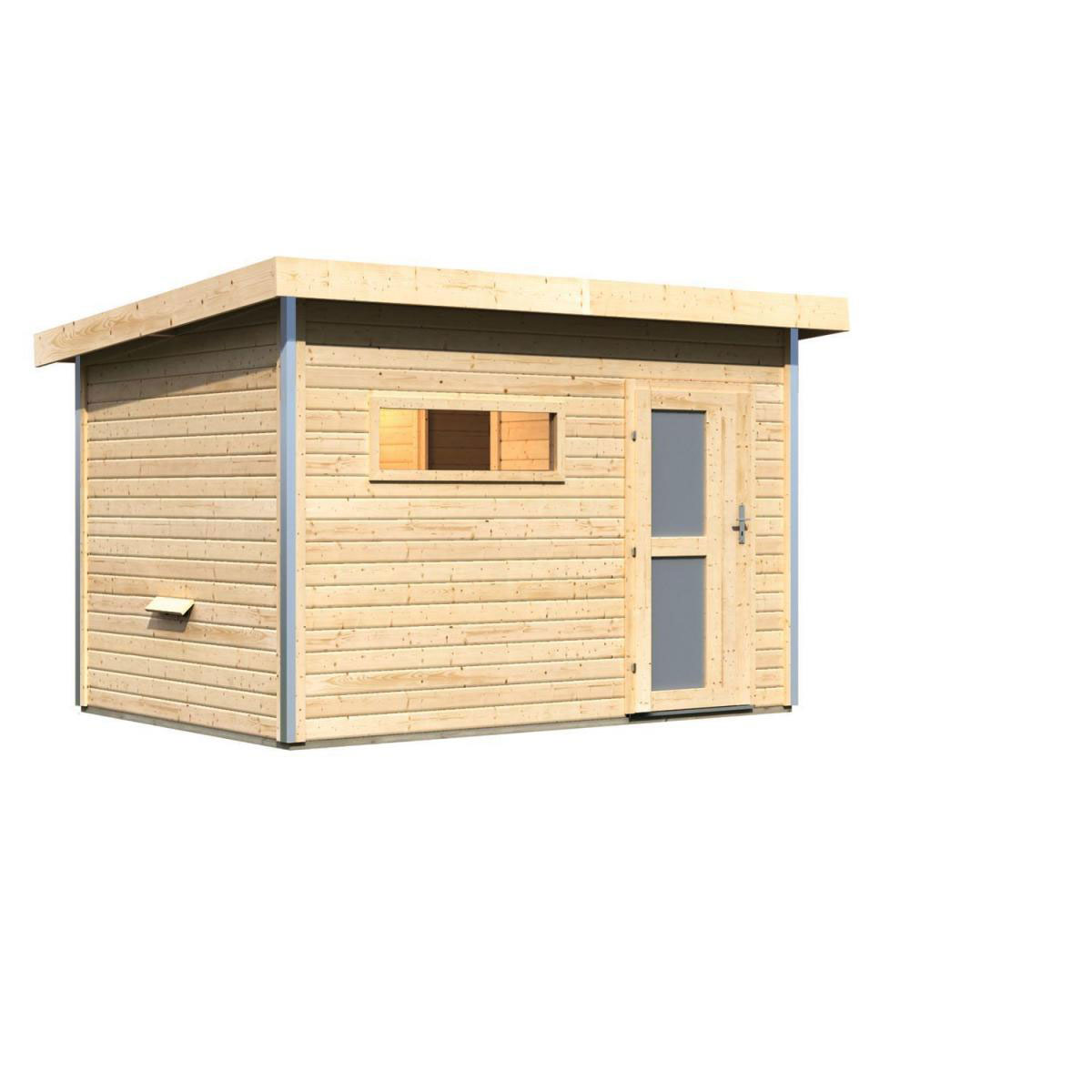 Karibu Saunahaus Skrollan 2 38 mm ohne Ofen moderne Tür Bild 1