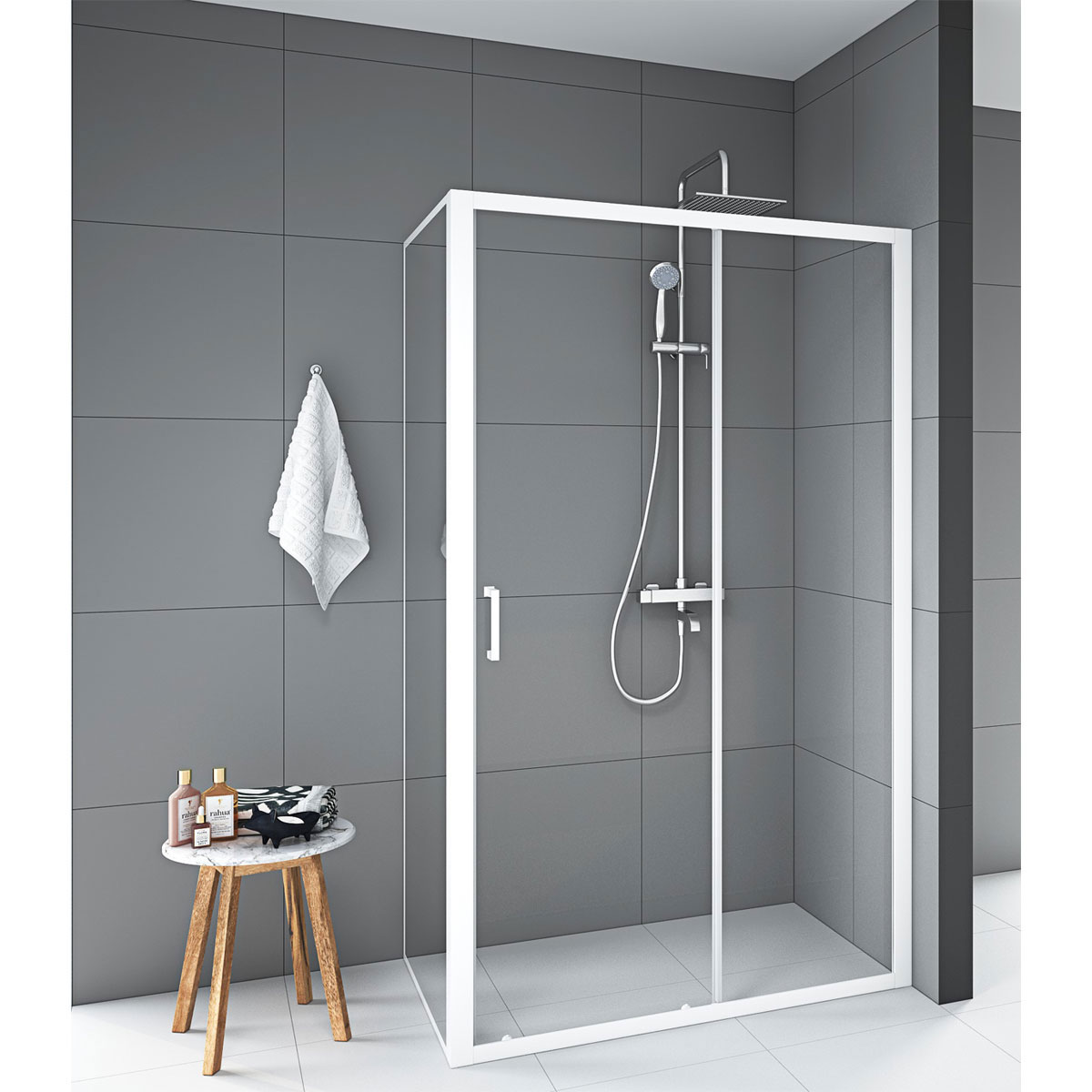 Aurlane Glasdusche Factory Front weiß 120 x 200 x 80 cm Bild 3