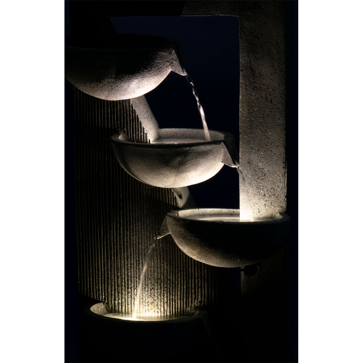 dobar XL Design-Gartenbrunnen mit LEDs 40 x 92 x 25 cm grau Bild 2