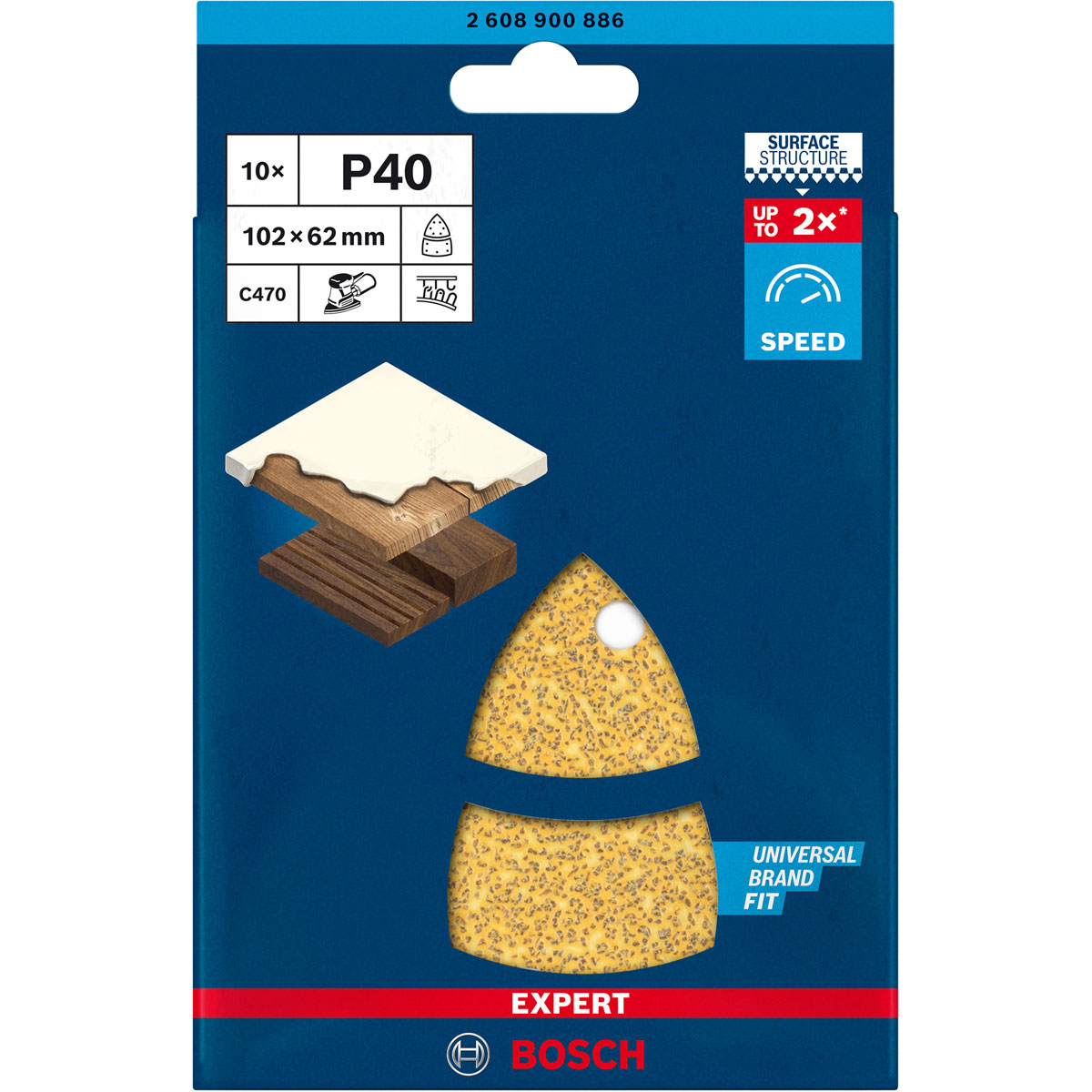 Bosch Professional  Expert C470 Schleifpapier mit 11 Löchern für Multischleifer 102 x 62 mm 93 mm G 40 10- teilig  Bild 2